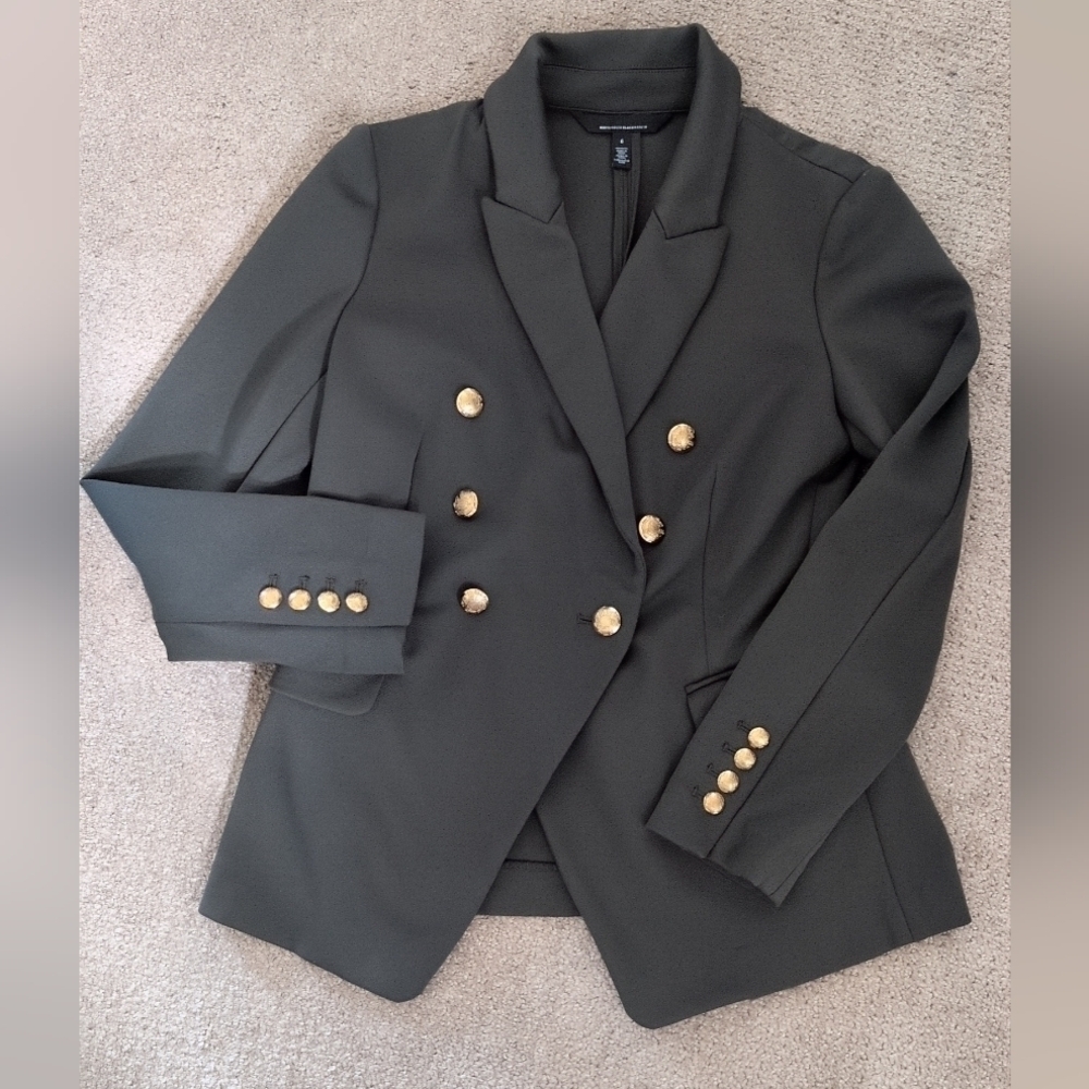 White House Black Market Sergeant Gold Button Studio Blazer Jacket - Picture 5 of 13